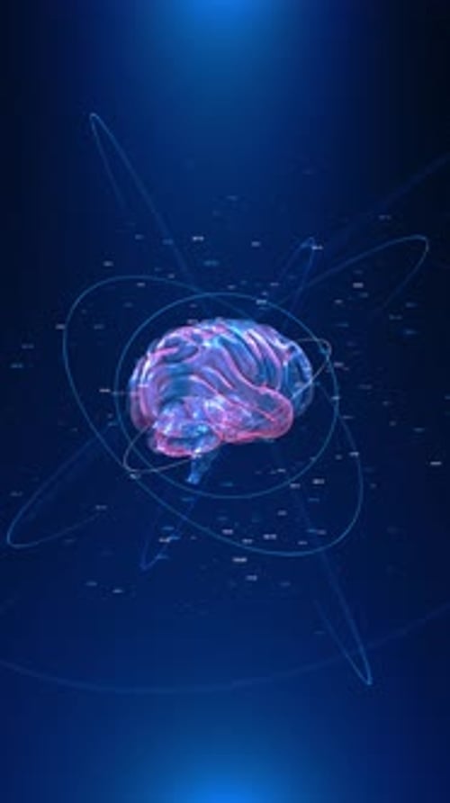 AI Text Machine Learning Brains Animation Digital Mind Brain Artificial Intelligence AI Learning and