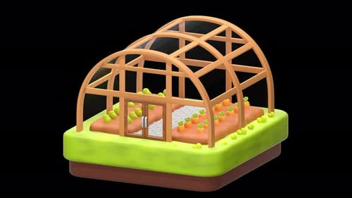 Animación 3D de casa verde, canal alfa, fondo transparente