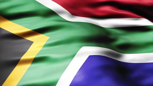 Seamless Loop South Africa Flag Waving in Wind