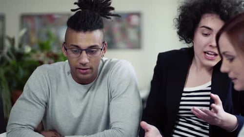 Young business team collaboration in a modern office start up environment