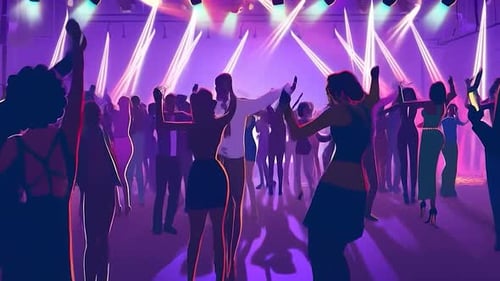 People Dancing at Night Club Party Celebration Animation - Vibrant Disco Nightlife - DJ Event
