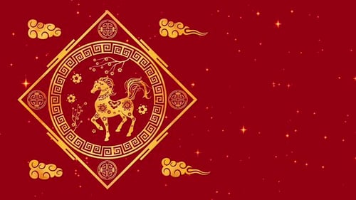 Feiern Sie das lebendige chinesische Neujahrsfest des Pferdes mit einem fesselnden Looping-Video mit einem