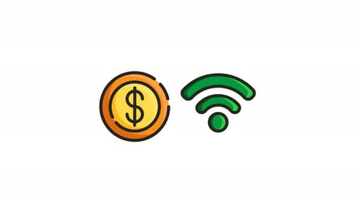 Animation d'une pièce d'un dollar avec un signal wifi parfait pour l'utilisation d'icônes.