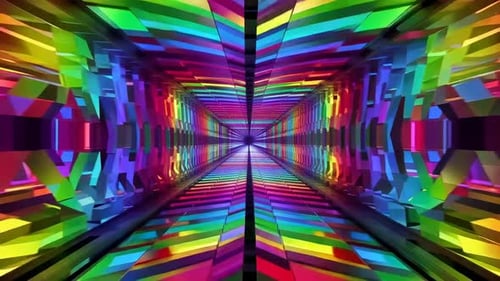 Vibrant Rainbow Geometric Light Tunnel Background