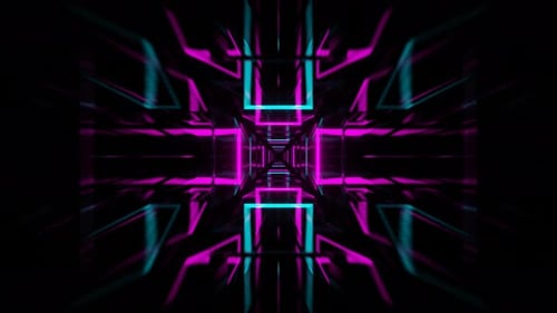 Pink And Cyan Neon Flashing Mirrored Tunnel Background Vj Loop In 4K