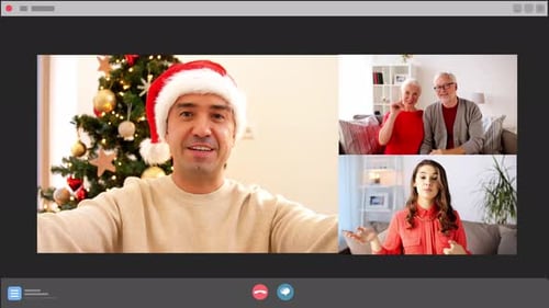 People connecting during Christmas through online video call