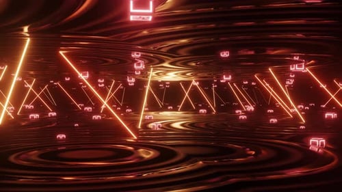 Dynamic Glowing Cubes and Laser Lines in Abstract Space