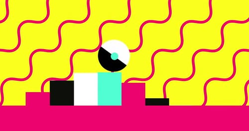 Loop Animation of Ball That Climbing Up Stairs Loop Bright Geometric Animation Background with Ball
