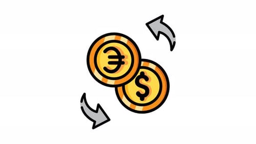 Animated finance exchange with euro and dollar icon . Seamless looping video with alpha channel