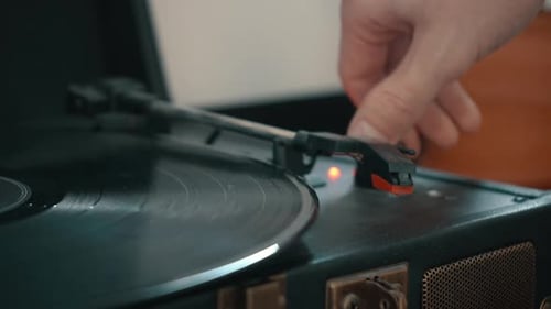 Vinyl Record Spinning on a Vintage Record Player