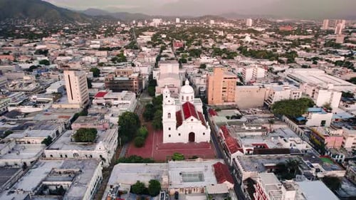 Aerial view city bay sunset - Santa Marta - Colombia