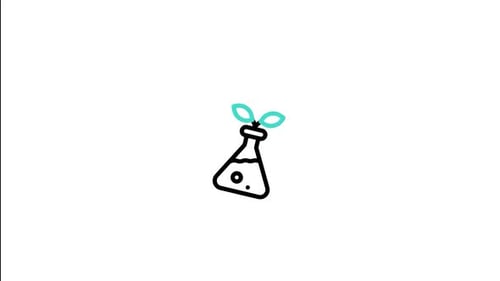 Animated Science Flask Icon with Growing Leaves