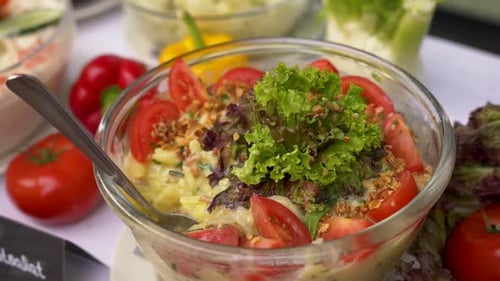 Close Up of Salad Bowl with Vegetables
