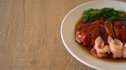 barbecue roasted duck on plate