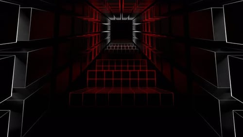 Red And White Neon Cyberpunk Stairs Background Vj Loop In 4K