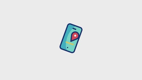 Animated Smartphone Location Pin Flat Design Icon