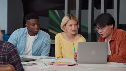 Multiethnic Diverse Business People Work on Laptop PC Together in the Office Team Work Concept