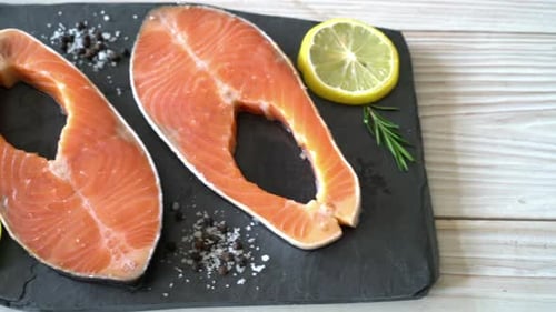 Fresh Salmon Steaks with Lemon and Rosemary