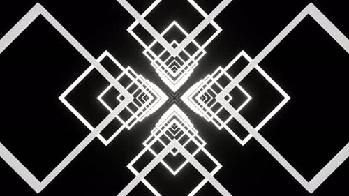White Neon Square Shapes Motion Background Vj Loop In 4K