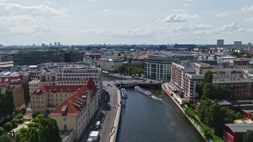 Aerial view of Spree river in berlin , Germany