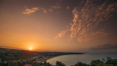 Turkish Riviera Or Turquoise Coast Sunrise View Timelapse Above Mediterranean Coast Of Antalya And
