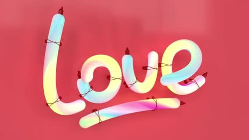 Decorative Glowing Love Text Title Animation