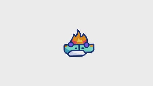 Flaming Car Icon Animation in Flat Design