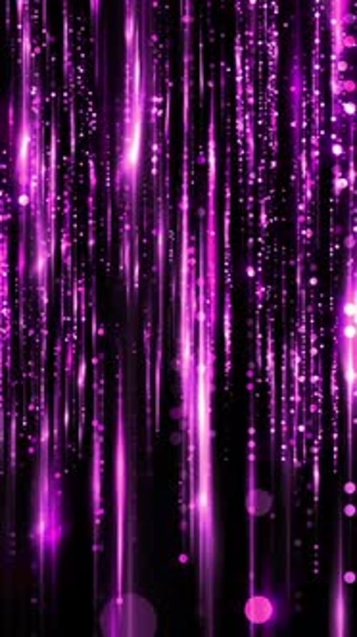 Vertical Glowing Purple Light Streaks and Particles Loop Background