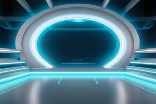 podium Futuristic showcase with platform for product displaying. Empty modern stage display