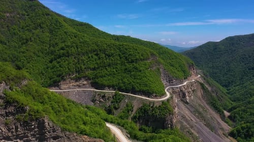A Beautiful and Dangerous Road in the Caucasus Mountains Aerovideo