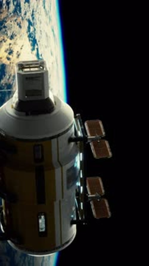 Alien UFO Spaceship Near Earth Vertical