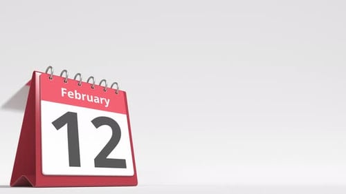 February 13 Date on the Flip Desk Calendar Page