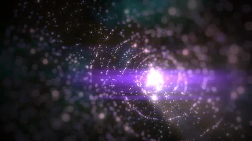 Abstract Glowing Particle Grid and Light Rays Background