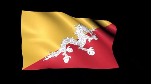 Realistic Bhutan National Flag Waving Animation
