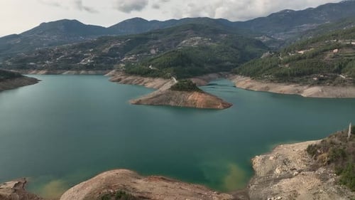 Foggy Landscape Mountains on Background Majestic Forest Aerial View
