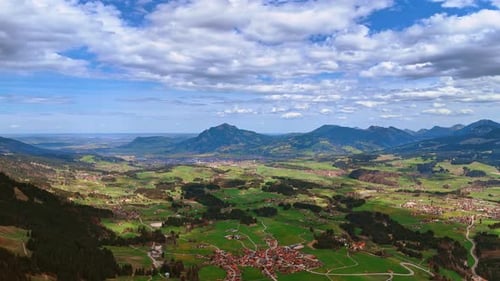 Amazing scenery of the vast valley with populated areas.