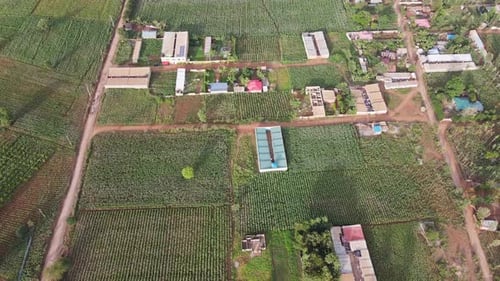 Aerial view on farmland in Kenya, Africa