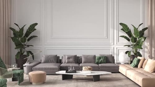 Smooth Camera Reveal of Modern Living Room Interior