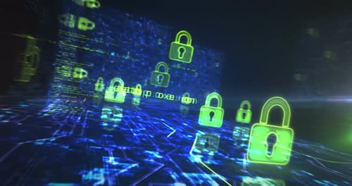 Symboles de cybersécurité et de protection informatique numérique Loop Cyber Concept