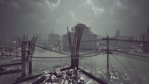 Urban Landscape Shows Destruction After a Natural Disaster or Conflict