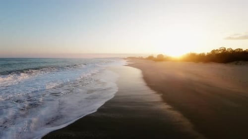 Aerial View of Beach at Golden Hour