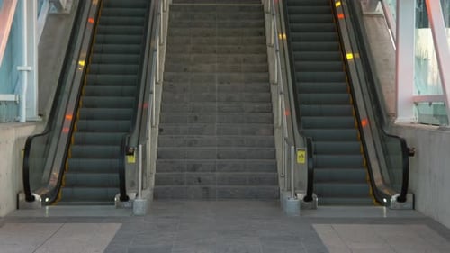 Escalators and Stairs in an Urban Setting
