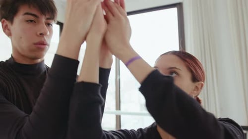 Contemporary Dancers Practicing Lyrical Dance in Studio