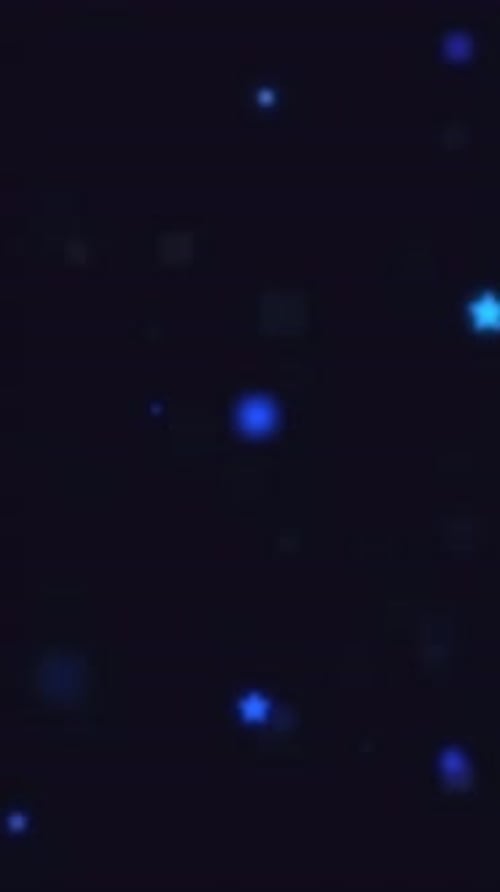 Abstract Blue Glowing Particles Floating Up Vertical Background