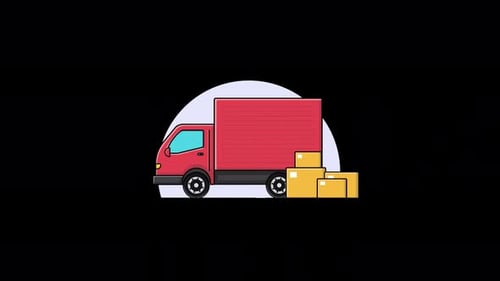 Flat Design Delivery Truck Loading Boxes Animation