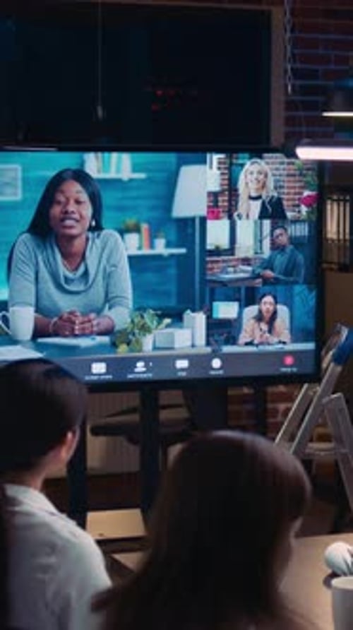Colleagues Attending an Online Video Conference Meeting