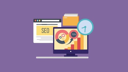 Animated Flat Design Concept for SEO and Business Data Analytics