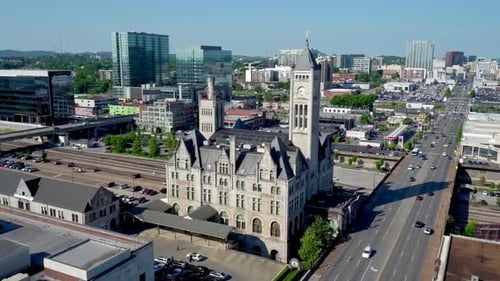 Nashville Tennessee captivating cityscape panorama from above by drone