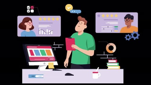 Animated Business Data Analysis and Customer Feedback Concept