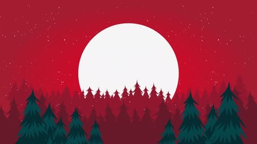 Christmas santa crossing moon animation 09 - 4K
